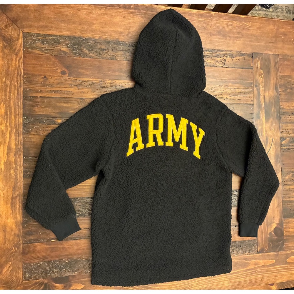 PINK Victoria's Secret ARMY Sherpa 3/4 Zip Hoodie Women's Size Small Military